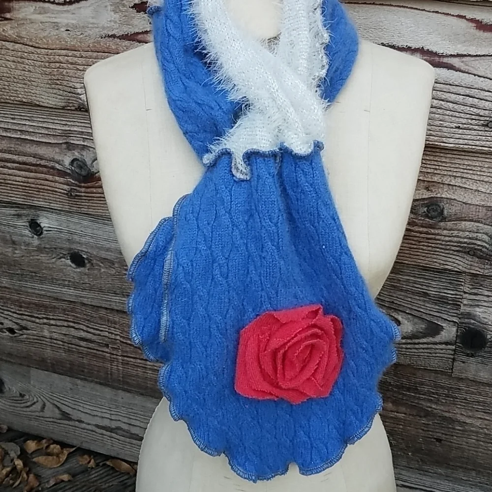 Handmade Cashmere scarf repurposed one of kind